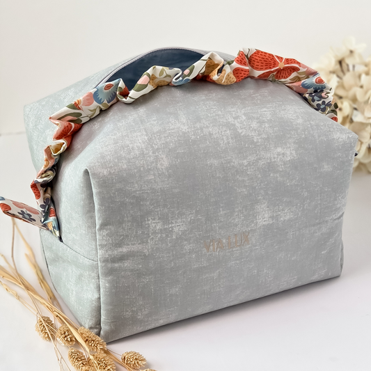 Ruffled Floral Cosmetic-Makeup Bag