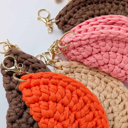 Crochet Sunglass Case with Gold Keychain Hardware