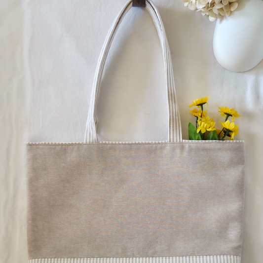 Neutral Stripes Cotton Tote Bag
