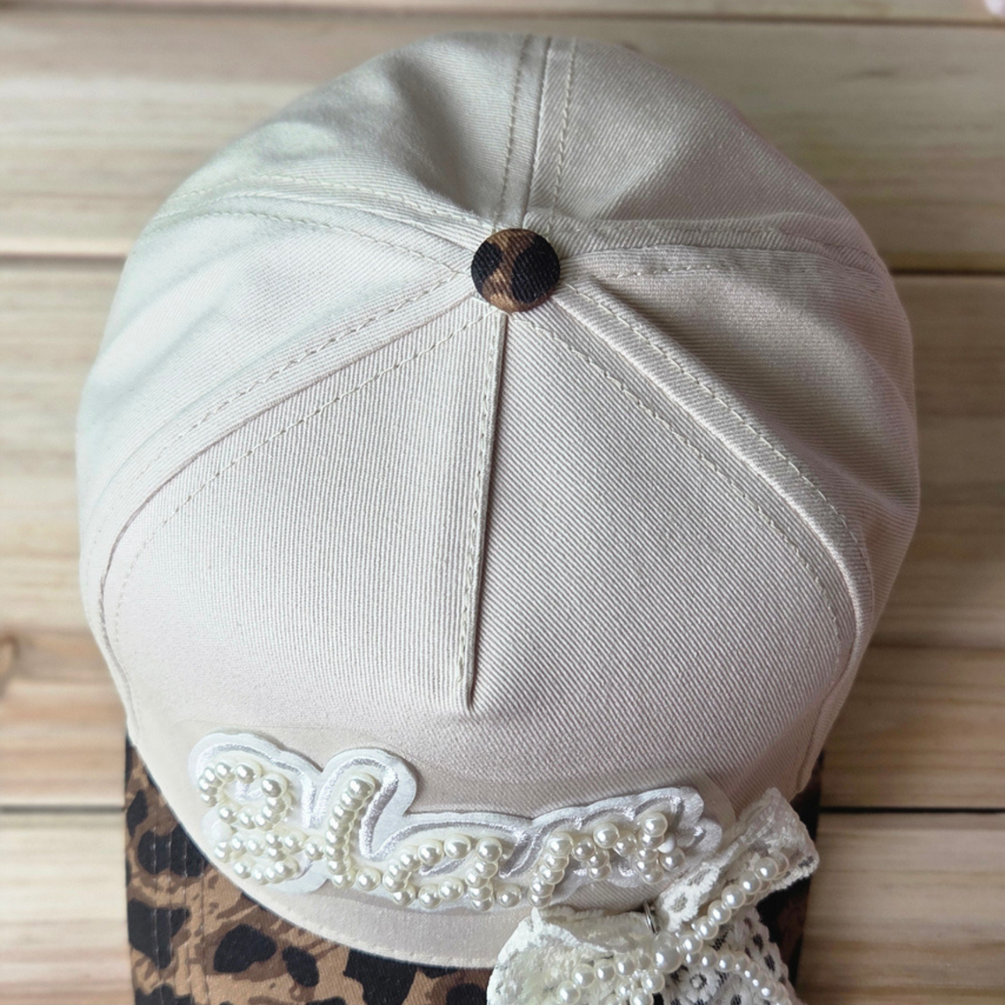 Leopard Print Brim Glam-Bow Hat