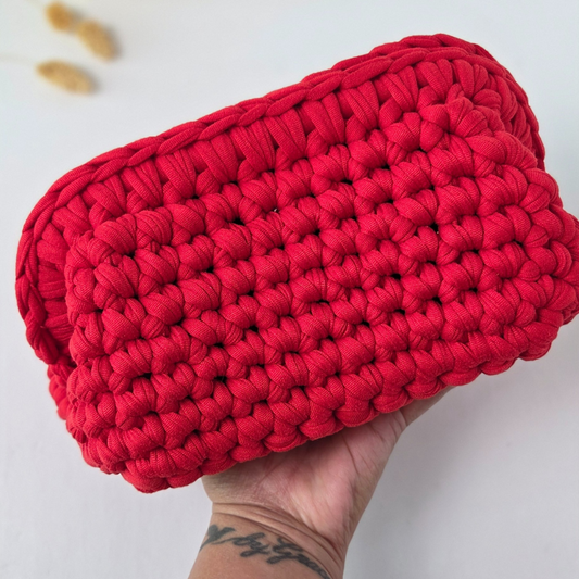Apple Red Crochet Cosmetic Bag