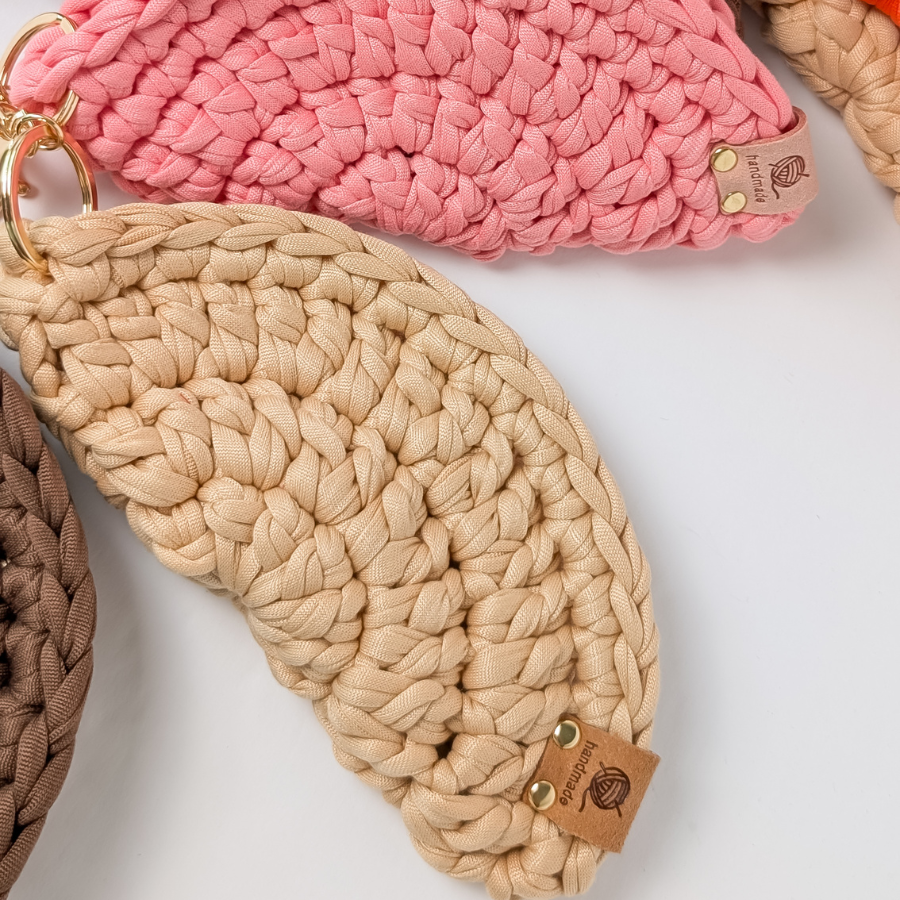 Crochet Sunglass Case with Gold Keychain Hardware