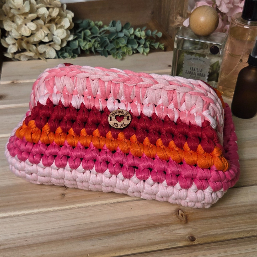 Pink Sunset Amelia Crochet Clutch Bag