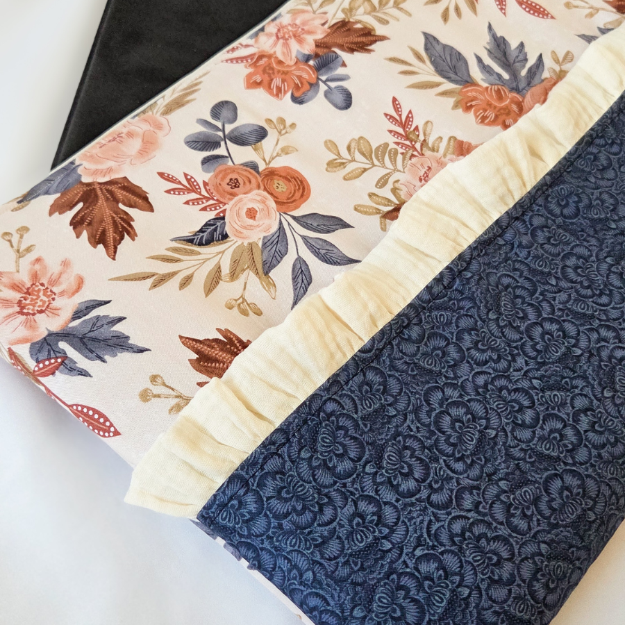Fall Floral, Blue, Beige Ruffle Laptop Sleeve Case