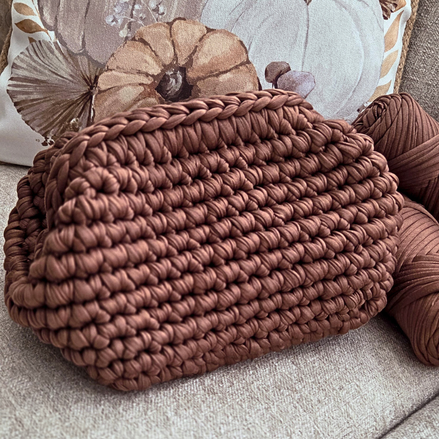 Mocha Mousse Crochet Cosmetic Bag