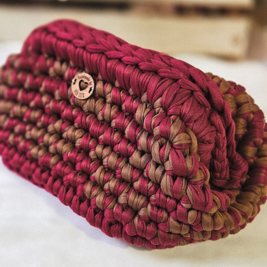 Burgundy & Espresso Crochet Clutch