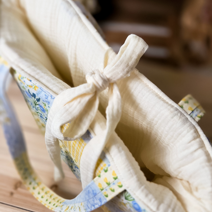 Yellow Spring Tote Bag with Coordinating Zippered Pouch