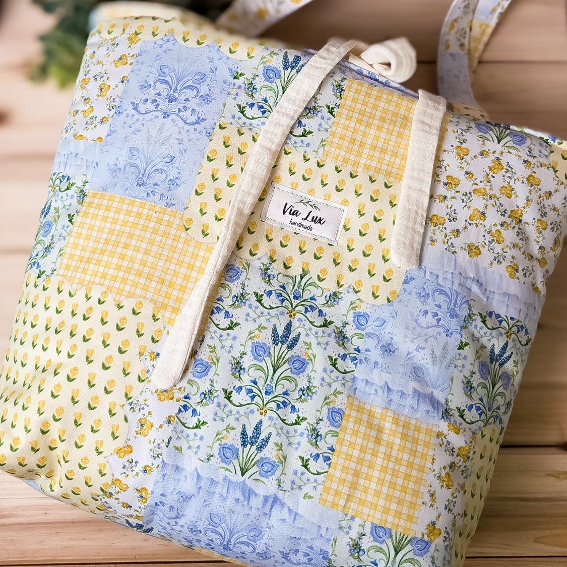 Yellow Spring Tote Bag with Coordinating Zippered Pouch