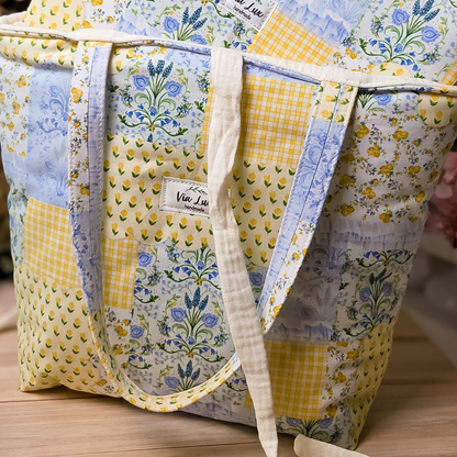 Yellow Spring Tote Bag with Coordinating Zippered Pouch