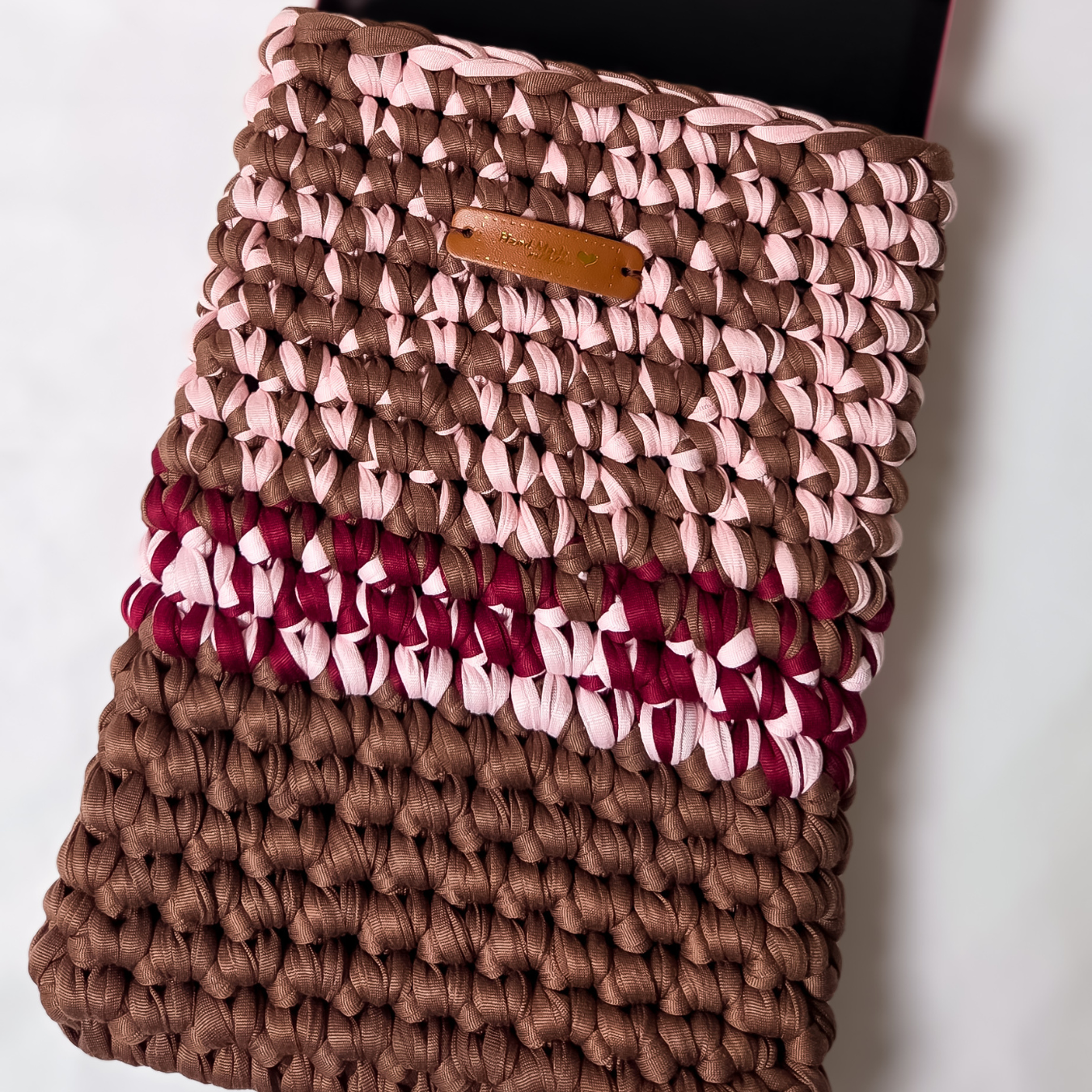Crochet Tablet Cover-Mocha, Pink, Burgundy