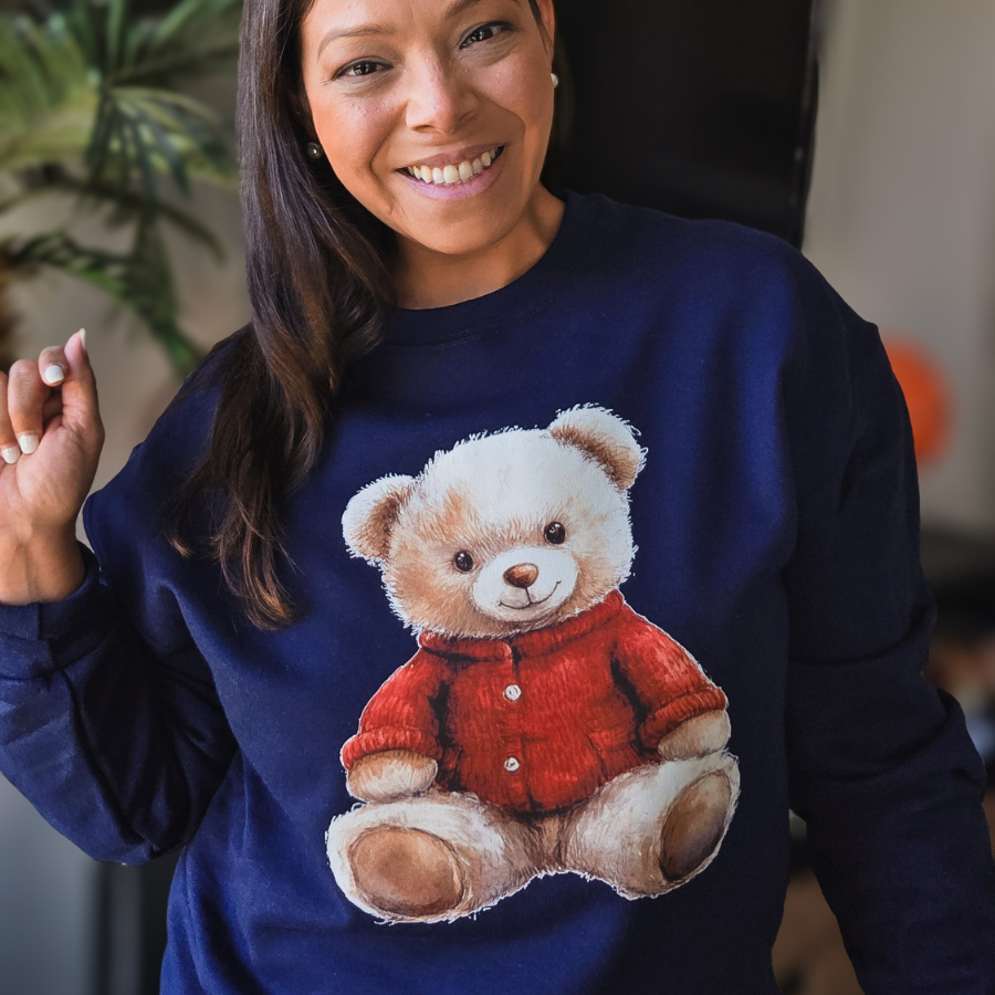 Teddy Bear Pullover Sweatshirt-Navy Blue