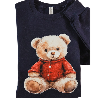 Teddy Bear Pullover Sweatshirt-Navy Blue