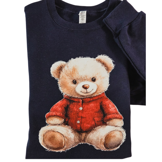 Teddy Bear Pullover Sweatshirt-Navy Blue