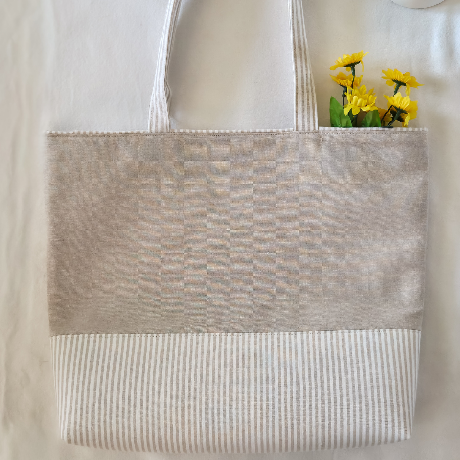 Neutral Stripes Cotton Tote Bag