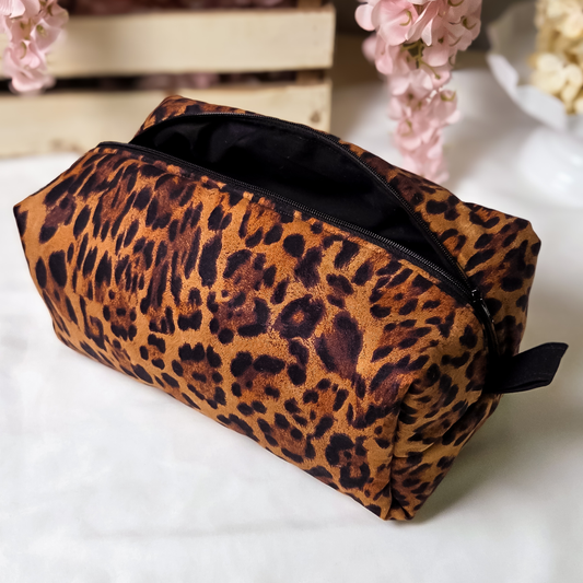 Leopard Lux Boxy Cosmetic Bag
