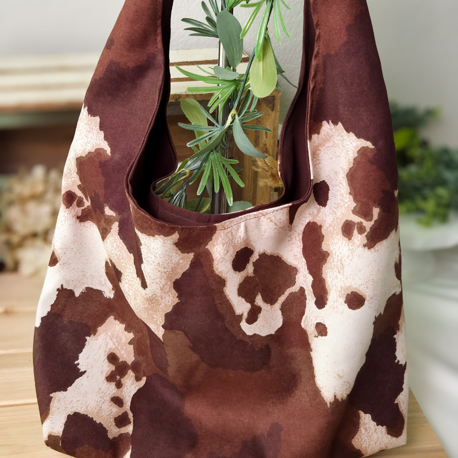 Cowhide Animal Print Slouchy Bag