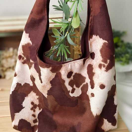 Cowhide Animal Print Slouchy Boho Bag