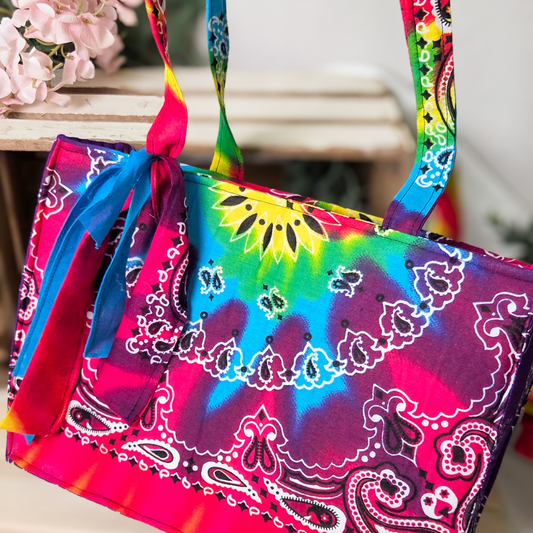 Tie-Dye Vibrant Colors Bandana Tote-Small