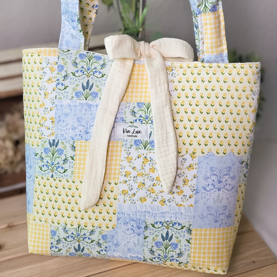 Yellow Patchwork Tote Bag