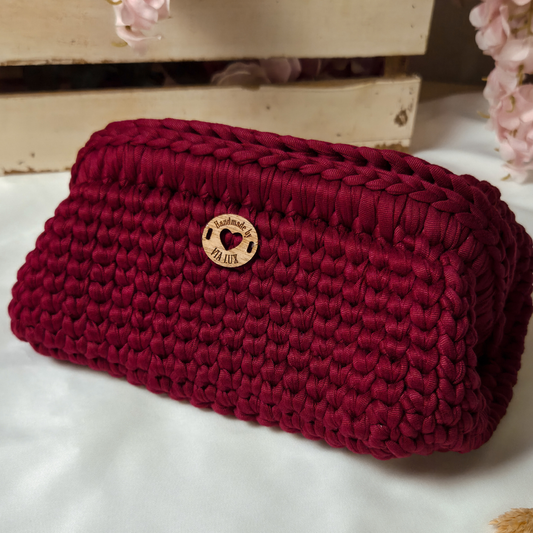 Burgundy Glam Crochet Clutch Bag