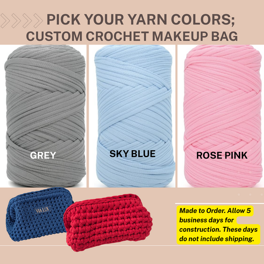 **CUSTOMIZE** Your Crochet Cosmetic Bag-Choose your yarn & Add to Cart
