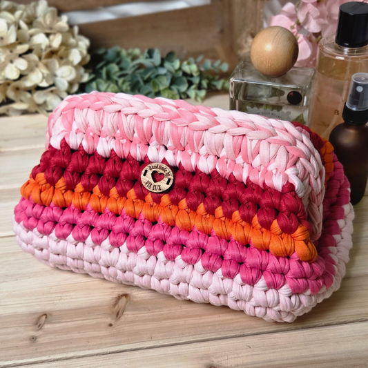 Pink Sunset Amelia Crochet Clutch Bag