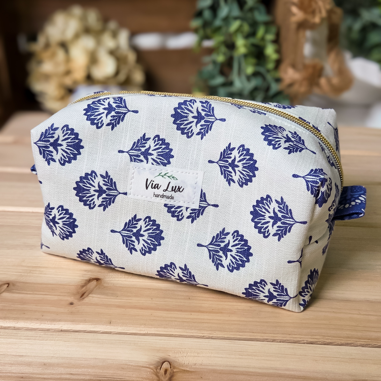 Indigo Blue Motif Girly Boxy Store Everything Bag