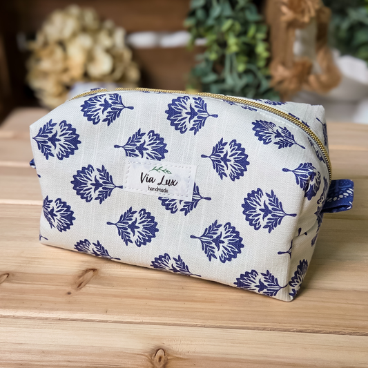Indigo Blue Motif Girly Boxy Store Everything Bag
