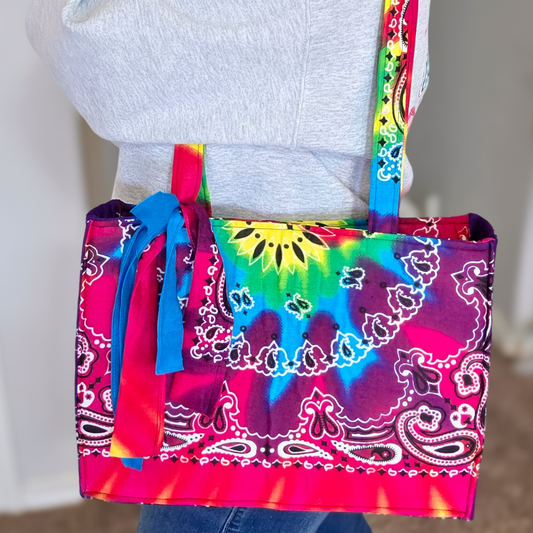 Tie-Dye Vibrant Colors Bandana Tote-Small