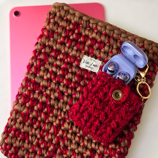 Crochet Tablet Cover & Earbud Case