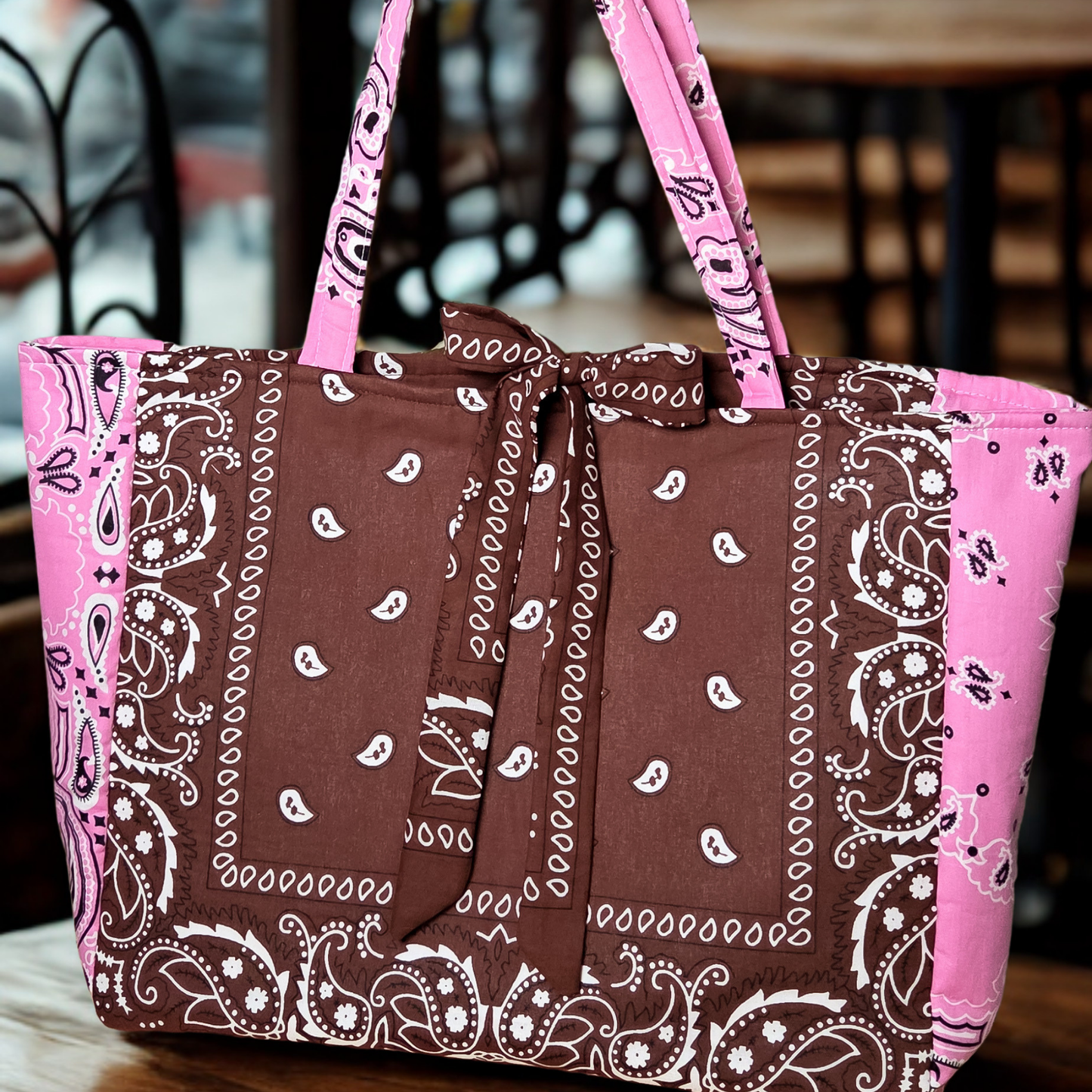 Pink & Brown Bandana Tote Bag