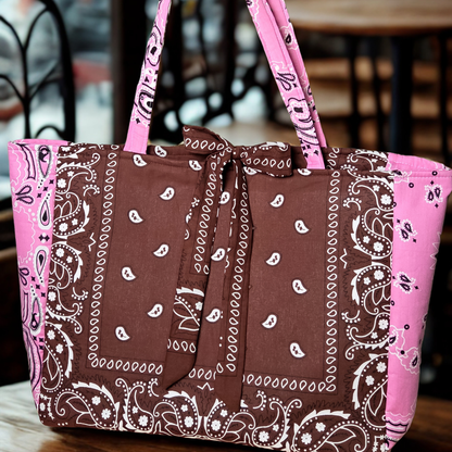 Pink & Brown Bandana Tote Bag