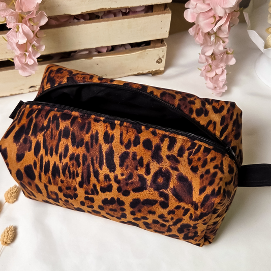 Leopard Lux Boxy Cosmetic Bag