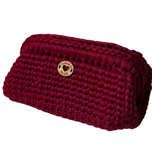 Burgundy Glam Crochet Clutch Bag