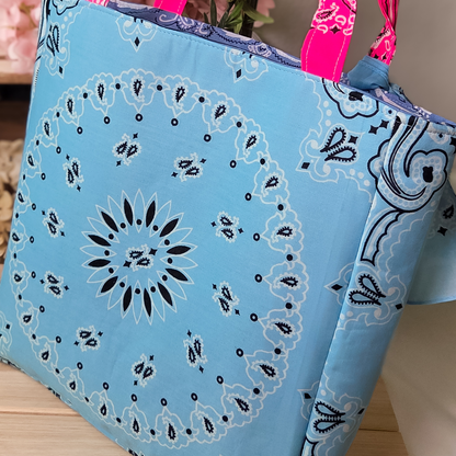 Summer Sea Turtle Floral Bandana Tote Bag