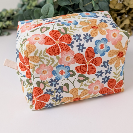 Marigold Floral Pink Cosmetic-Makeup Bag