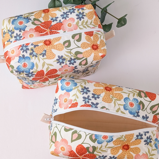 Marigold Floral Pink Cosmetic-Makeup Bag