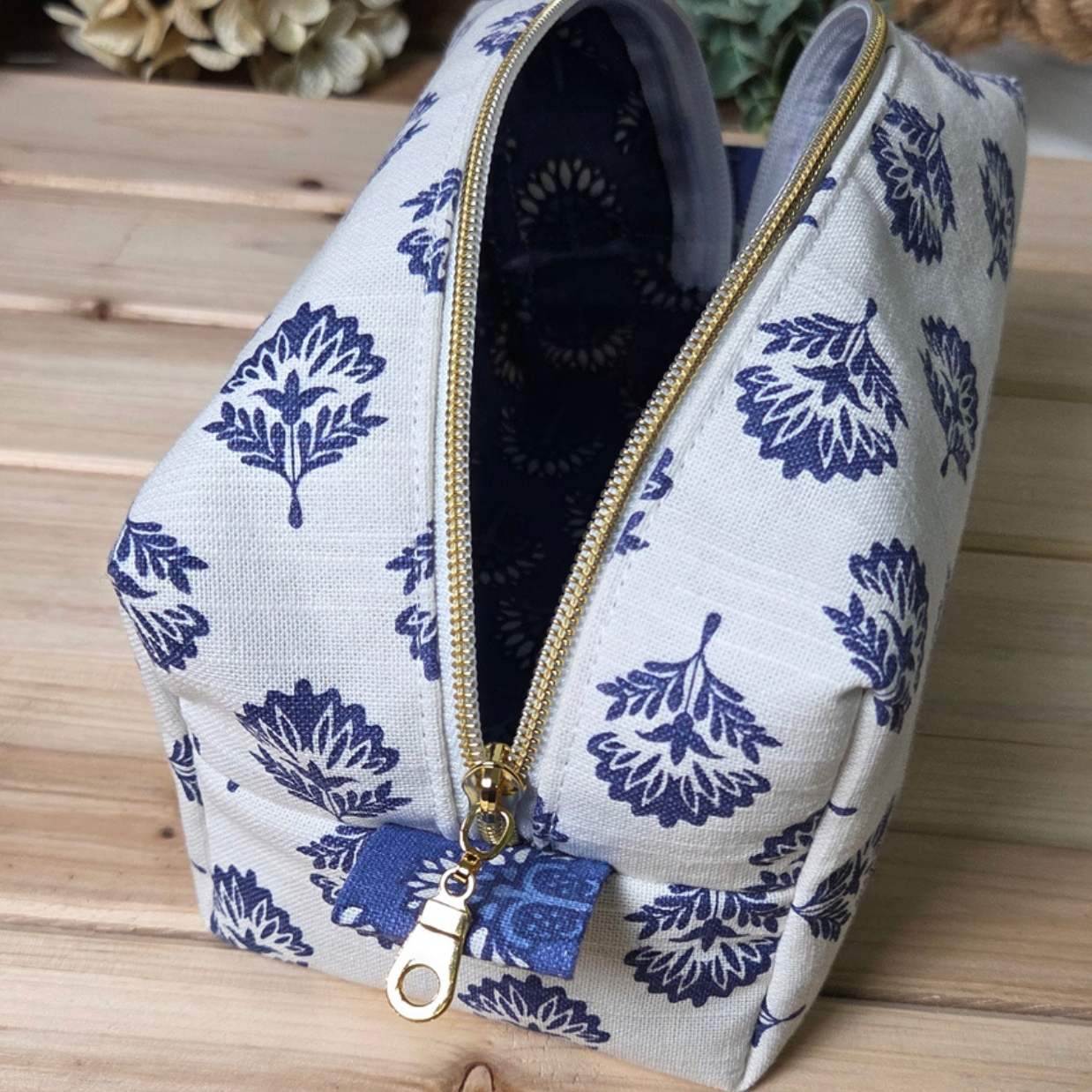 Indigo Blue Motif Girly Boxy Store Everything Bag