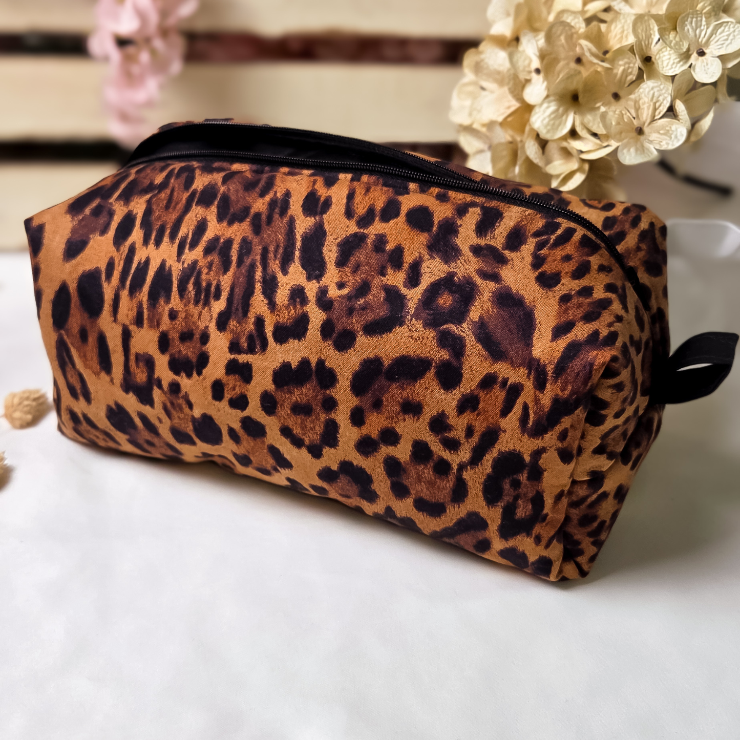 Leopard Lux Boxy Cosmetic Bag