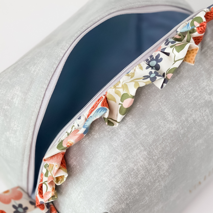 Ruffled Floral Cosmetic-Makeup Bag