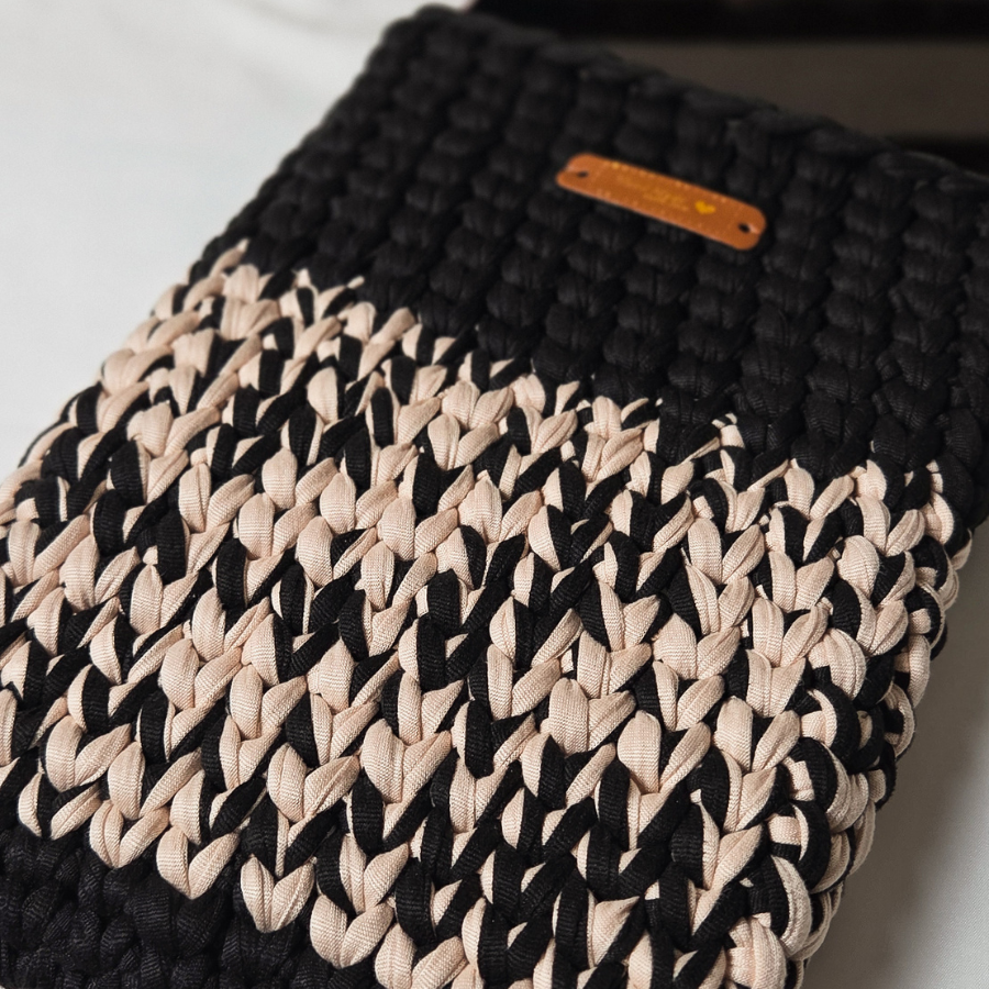 Crochet Tablet Cover-Black & Beige
