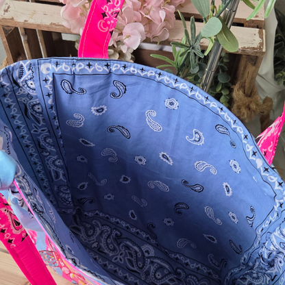 Summer Sea Turtle Floral Bandana Tote Bag