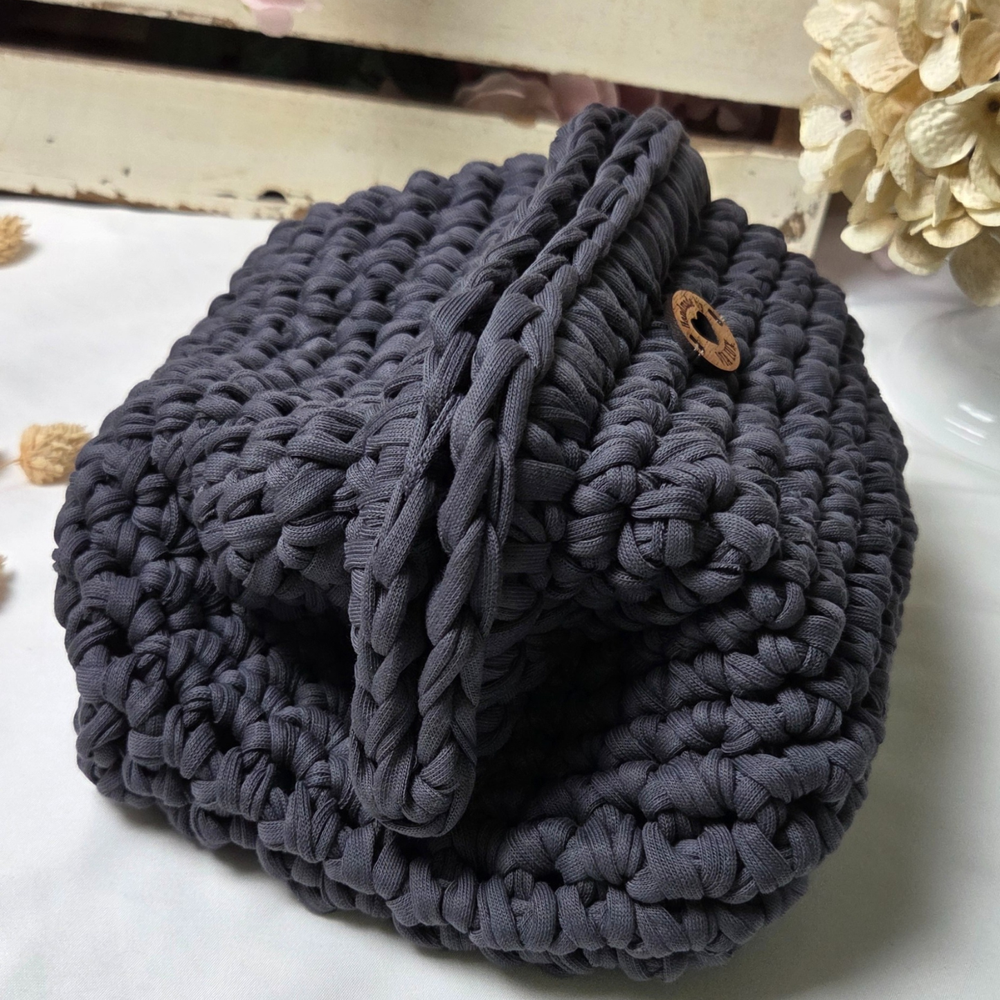 Heather Grey Crochet Clutch-Bag