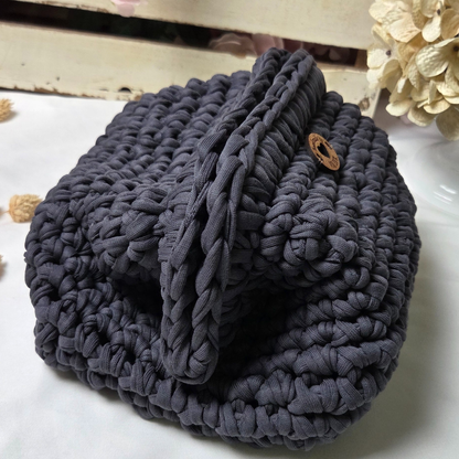 Heather Grey Crochet Clutch-Bag