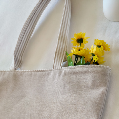 Neutral Stripes Cotton Tote Bag