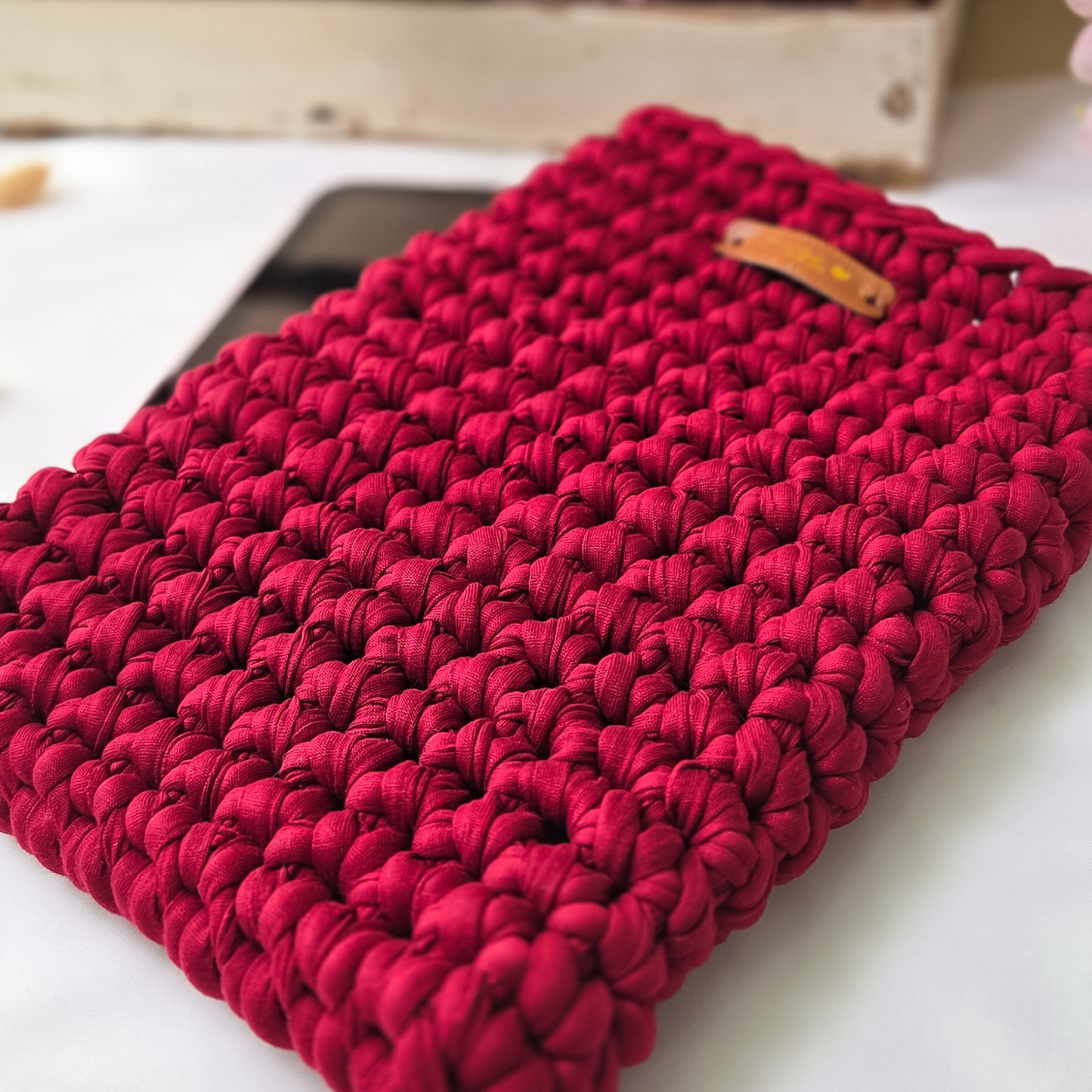 Ruby Red Crochet iPad Sleeve