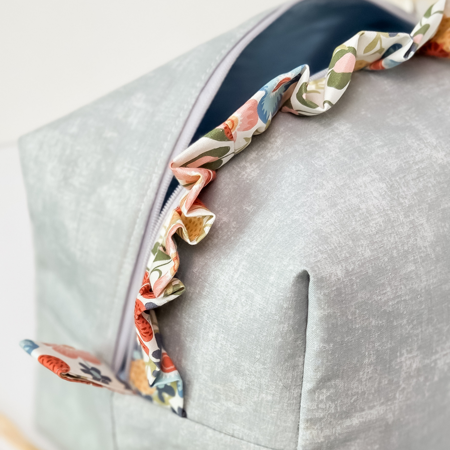 Ruffled Floral Cosmetic-Makeup Bag