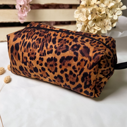 Leopard Lux Boxy Cosmetic Bag