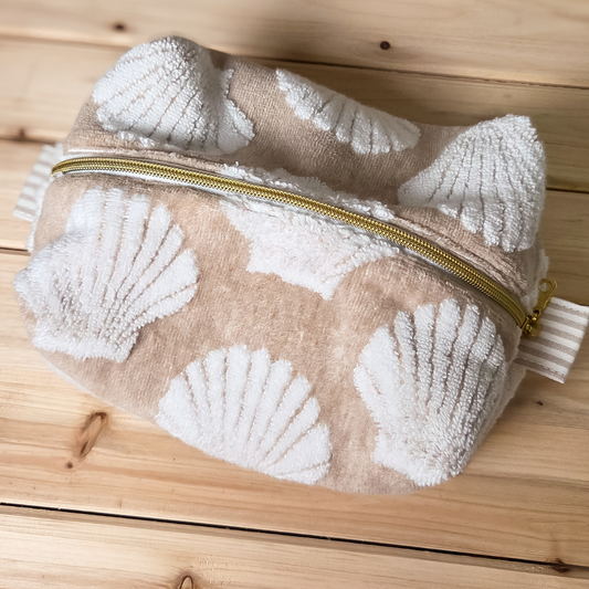 Seashell Premium Luxury Towel Fabric Makeup Bag