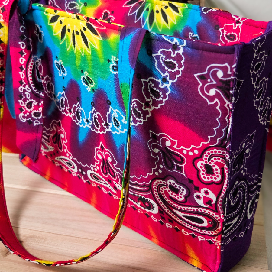 Tie-Dye Vibrant Colors Bandana Tote-Small